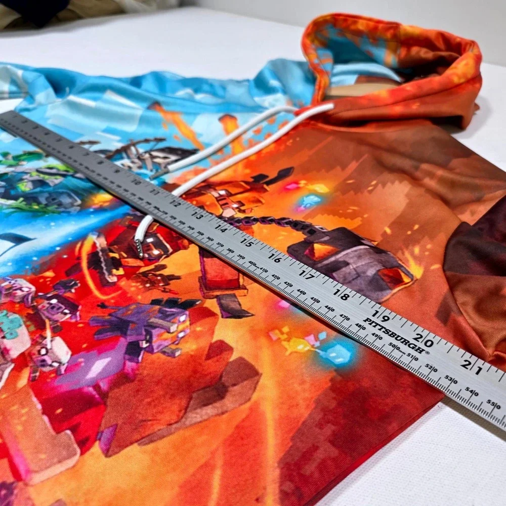 Minecraft Dungeons Hoodie Youth XL Multicolor All Over Print Graphic Sweatshirt